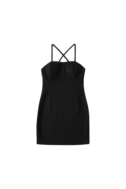 YJ1 CROSS-BACK DRESS IN BLACK