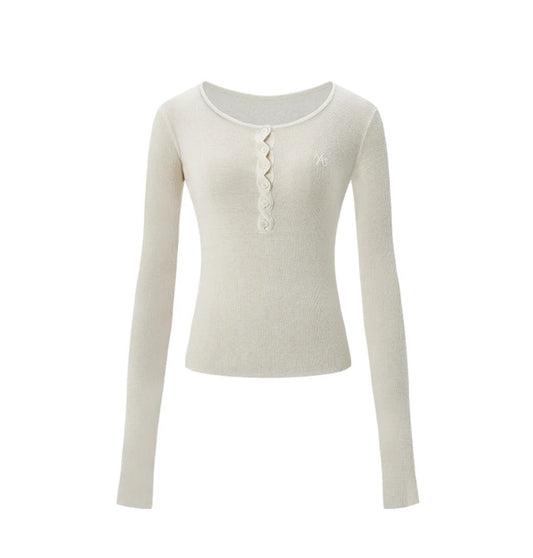 NAWS WHITE TWISTED HENLEY COLLAR KNITWEAR TOP