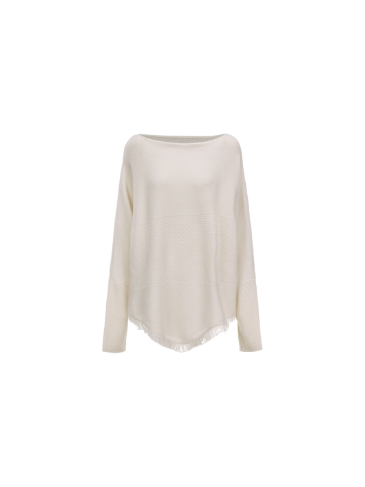 Elywood OFF-WHITE TEXTURED PANELLED SWEATER
