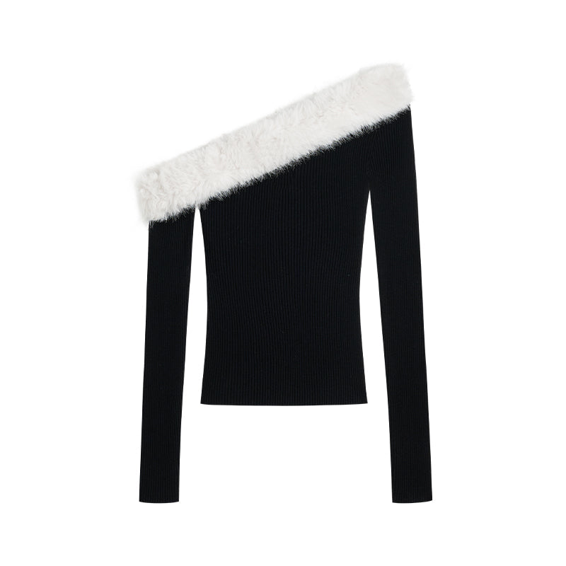 NAWS AMBER WHITE SCULPTURAL COLLAR KNIT SWEATER