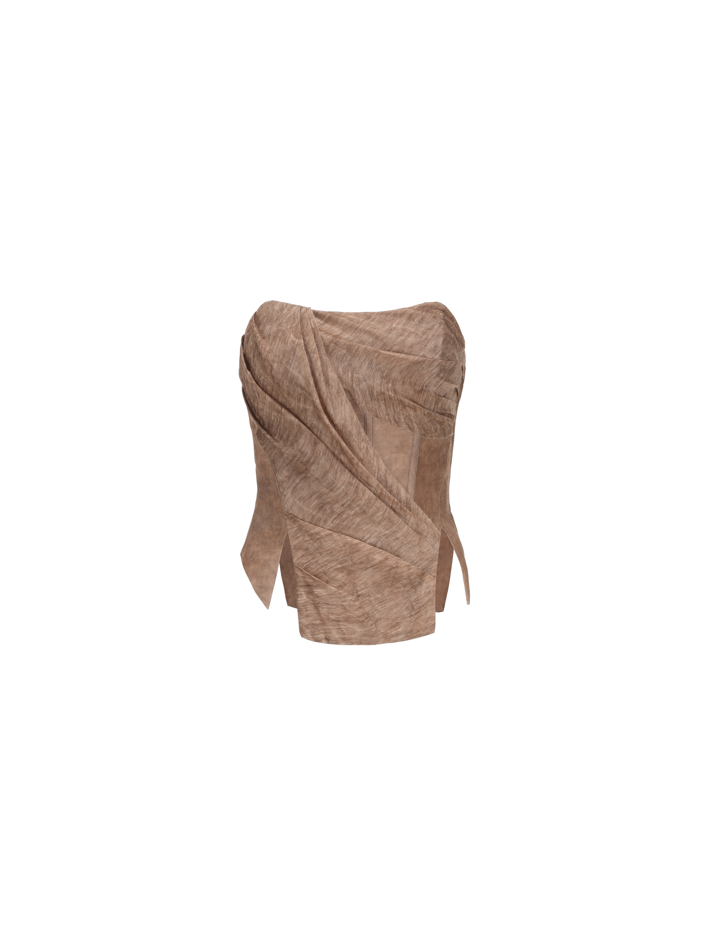 ELYWOOD DIRTY ORANGE PLEATED SLIT BONED TUBE TOP