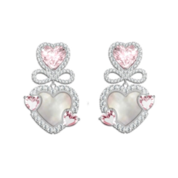 Poem pink heart earrings