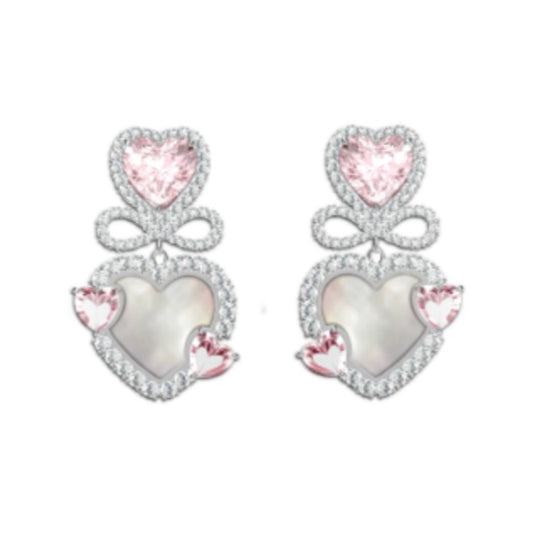 Poem pink heart earrings