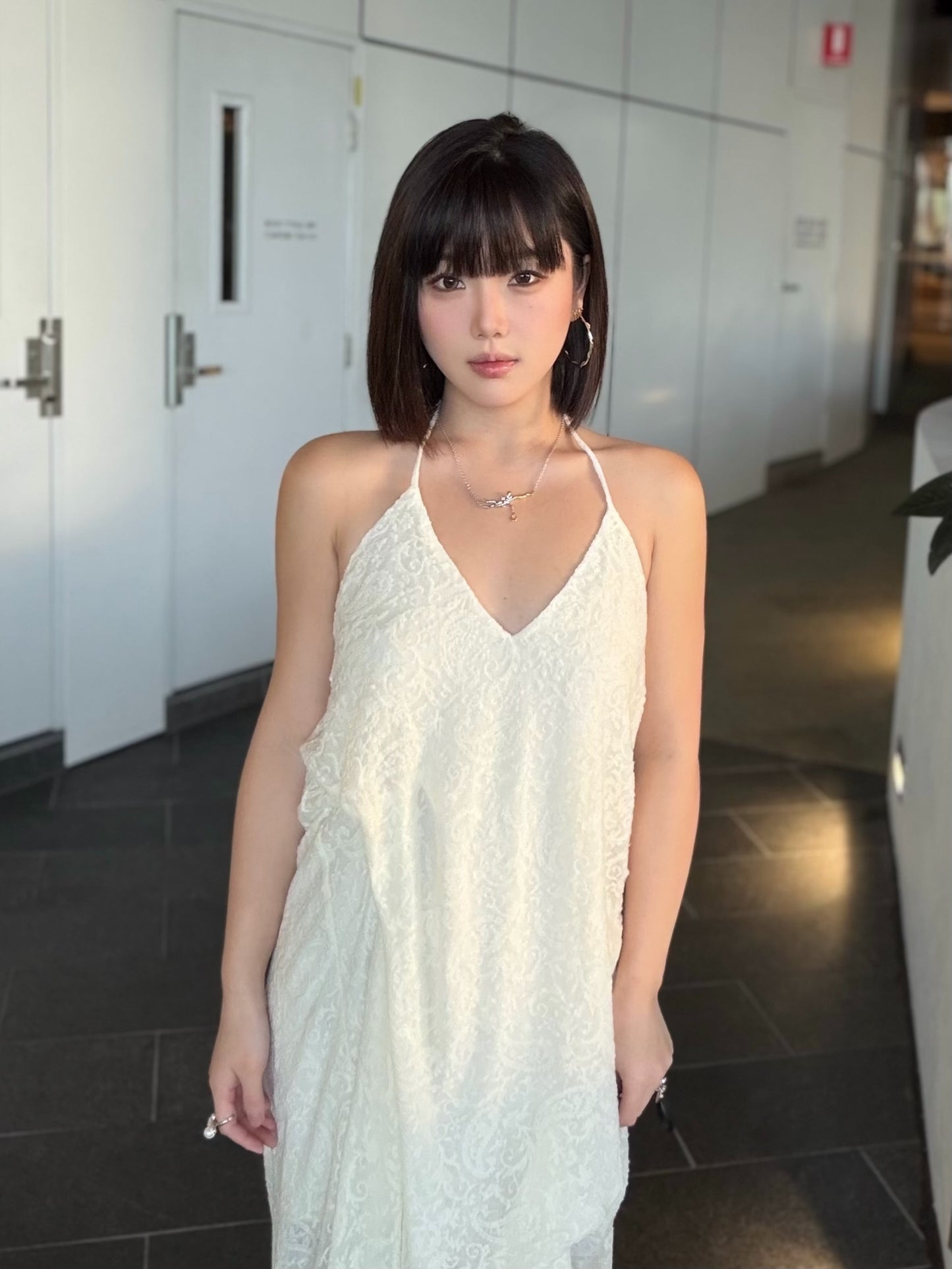 Crow Crew V-neck pleated camisole dress