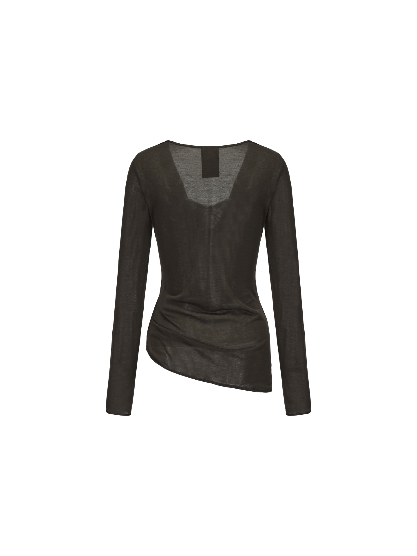 ELYWOOD DARK BROWN KNIT LACE DRAPED NECK TOP
