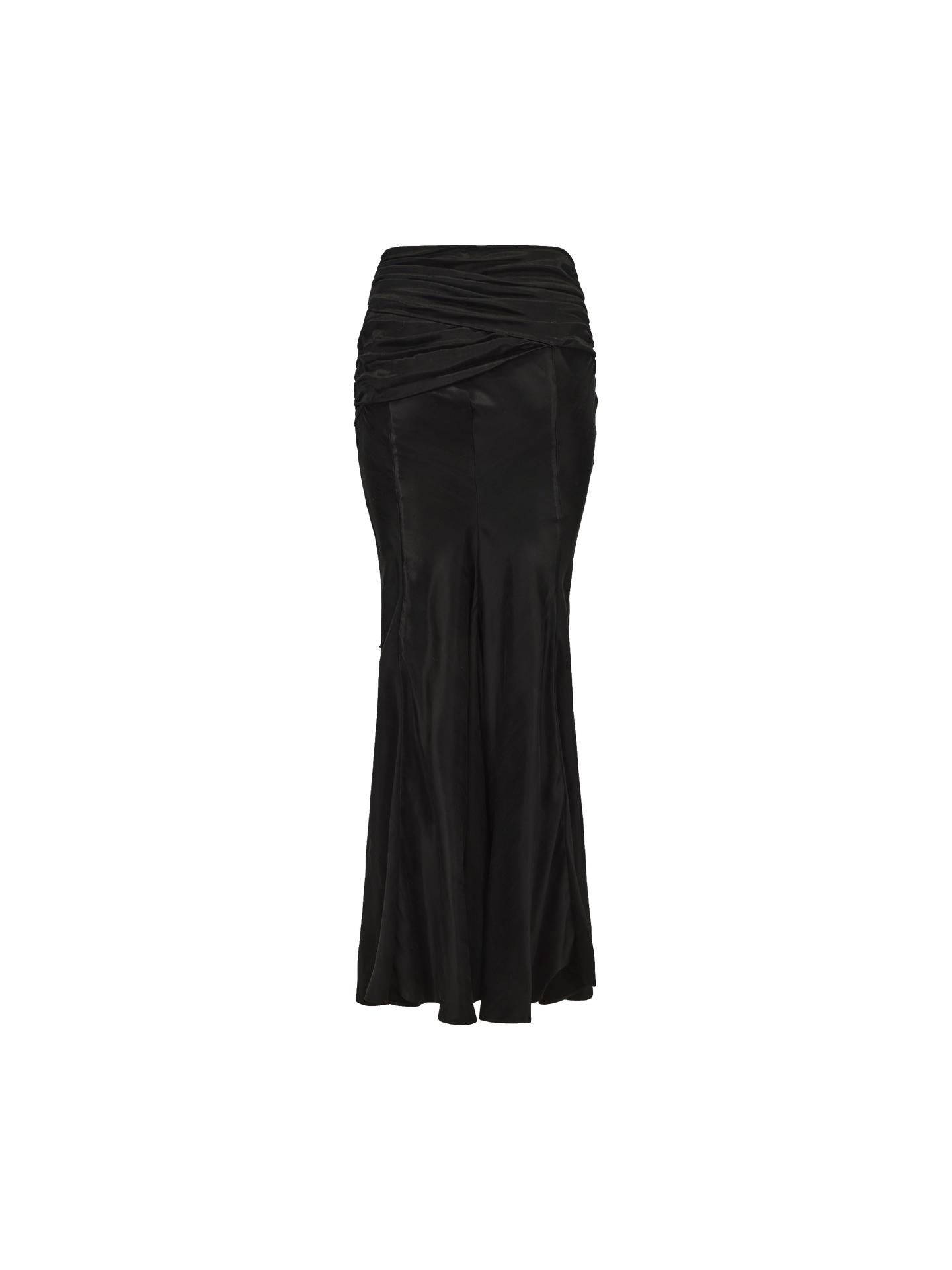ELYWOOD BLACK DRAPED TIE-UP MERMAID SKIRT