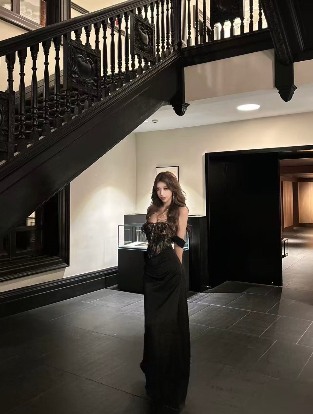 Crow Crew black lace corset dress