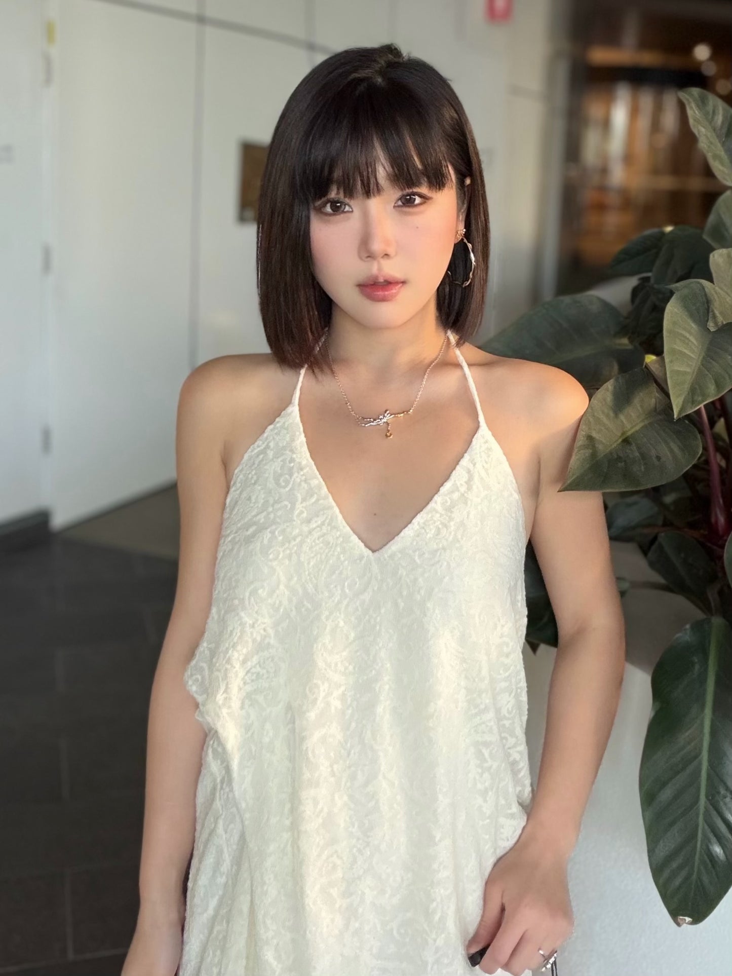 Crow Crew V-neck pleated camisole dress