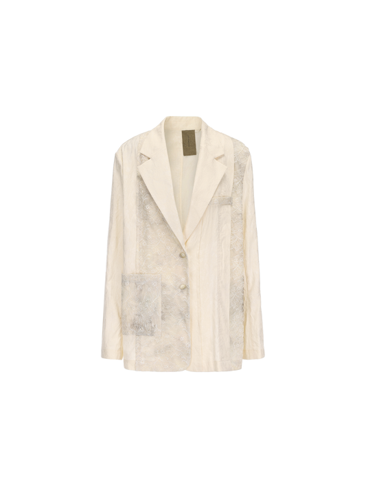 ELYWOOD APRICOT LACE PANEL BLAZER