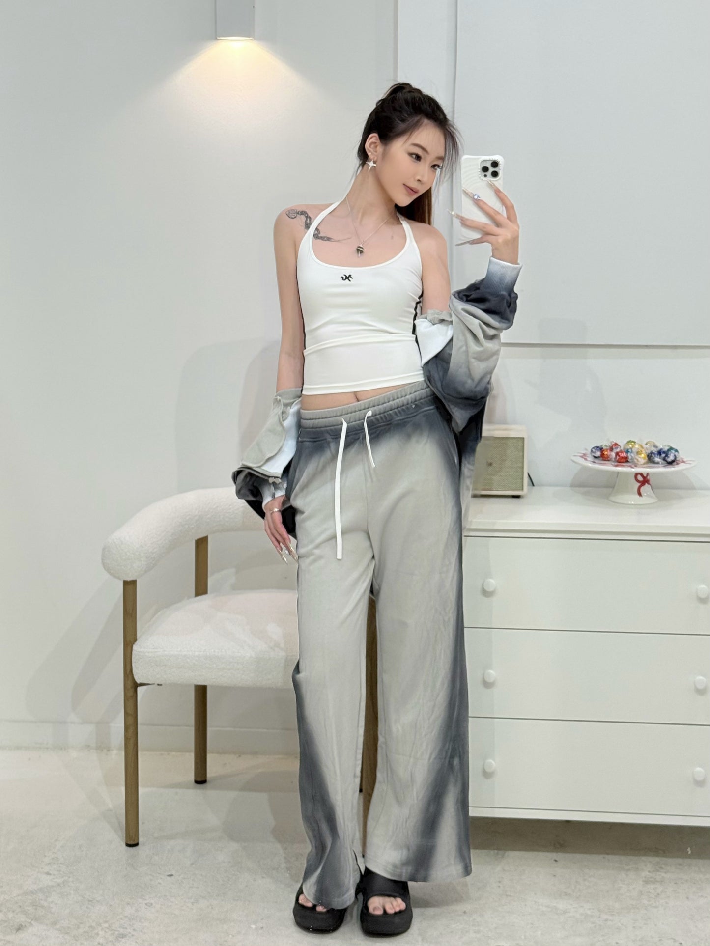 YJ1 BLUE OVERDYED RELAXED TRACK PANTS