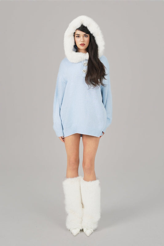 Nana Jacqueline Ava Fur Sweatshirt (Blue)