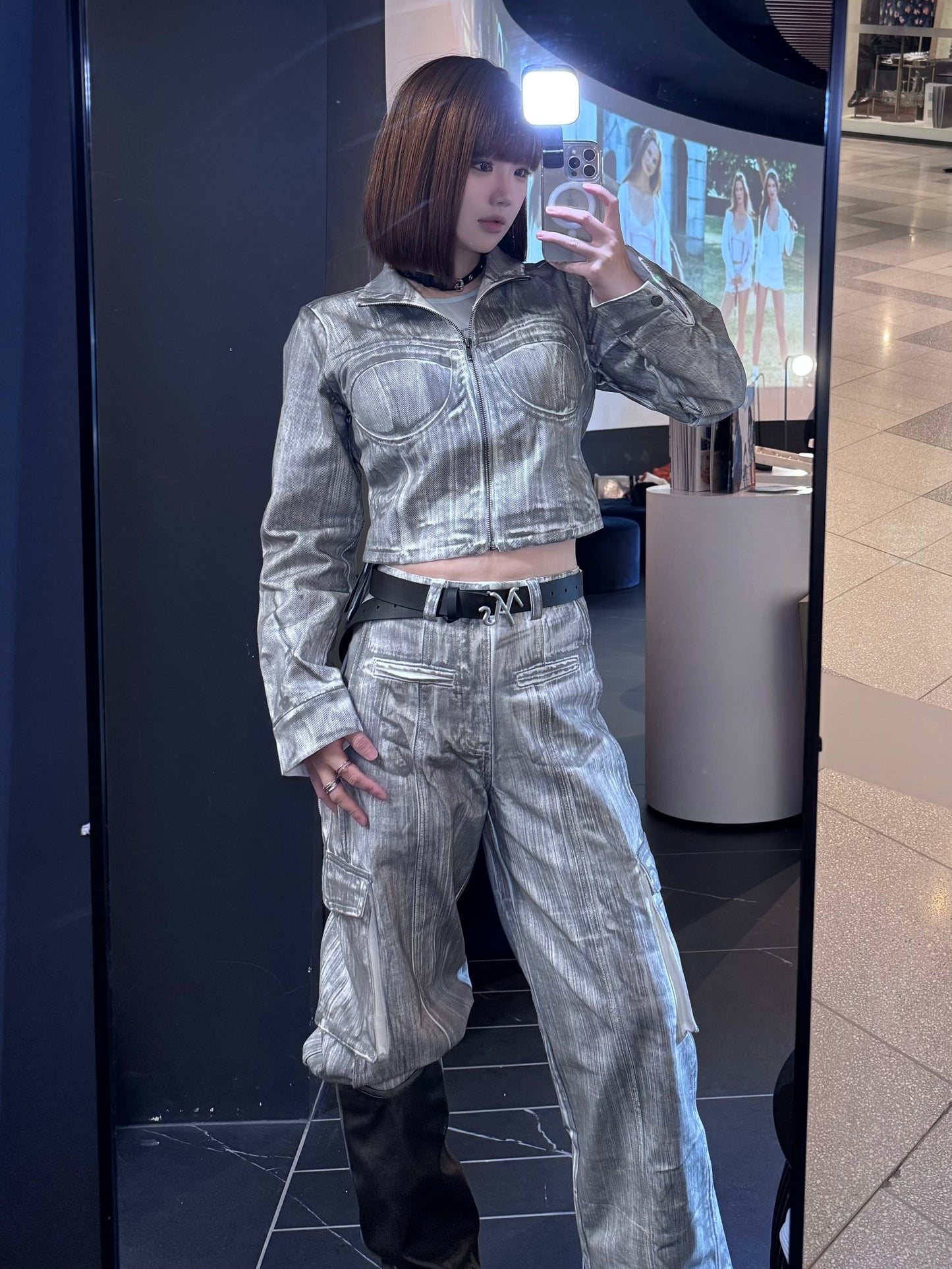 YJ1 DENIM CORSET JACKET IN SCRAWL