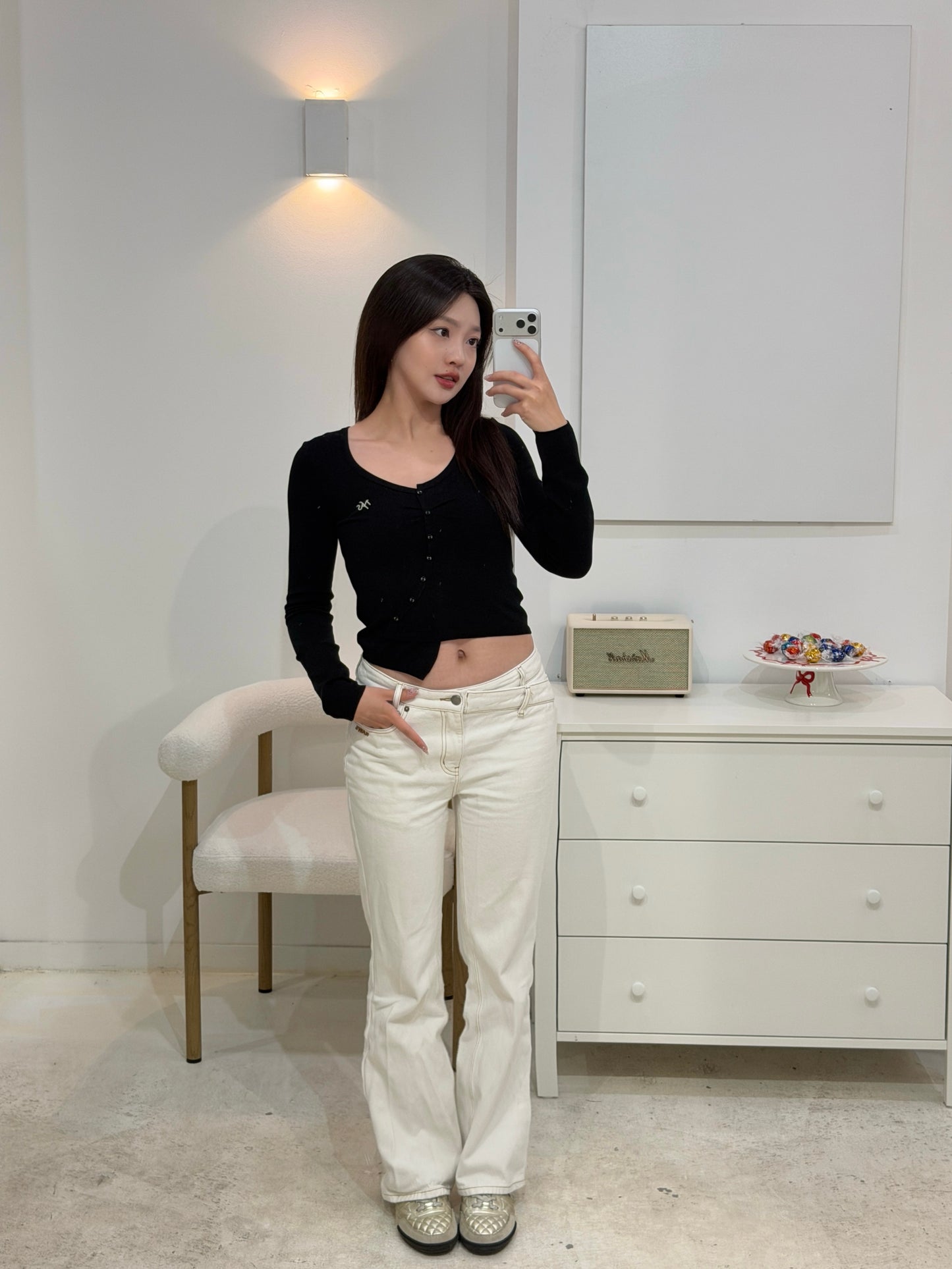 NAWS STARRY NIGHT BLACK BLU ASYMMETRIC FRONT KNIT SWEATER