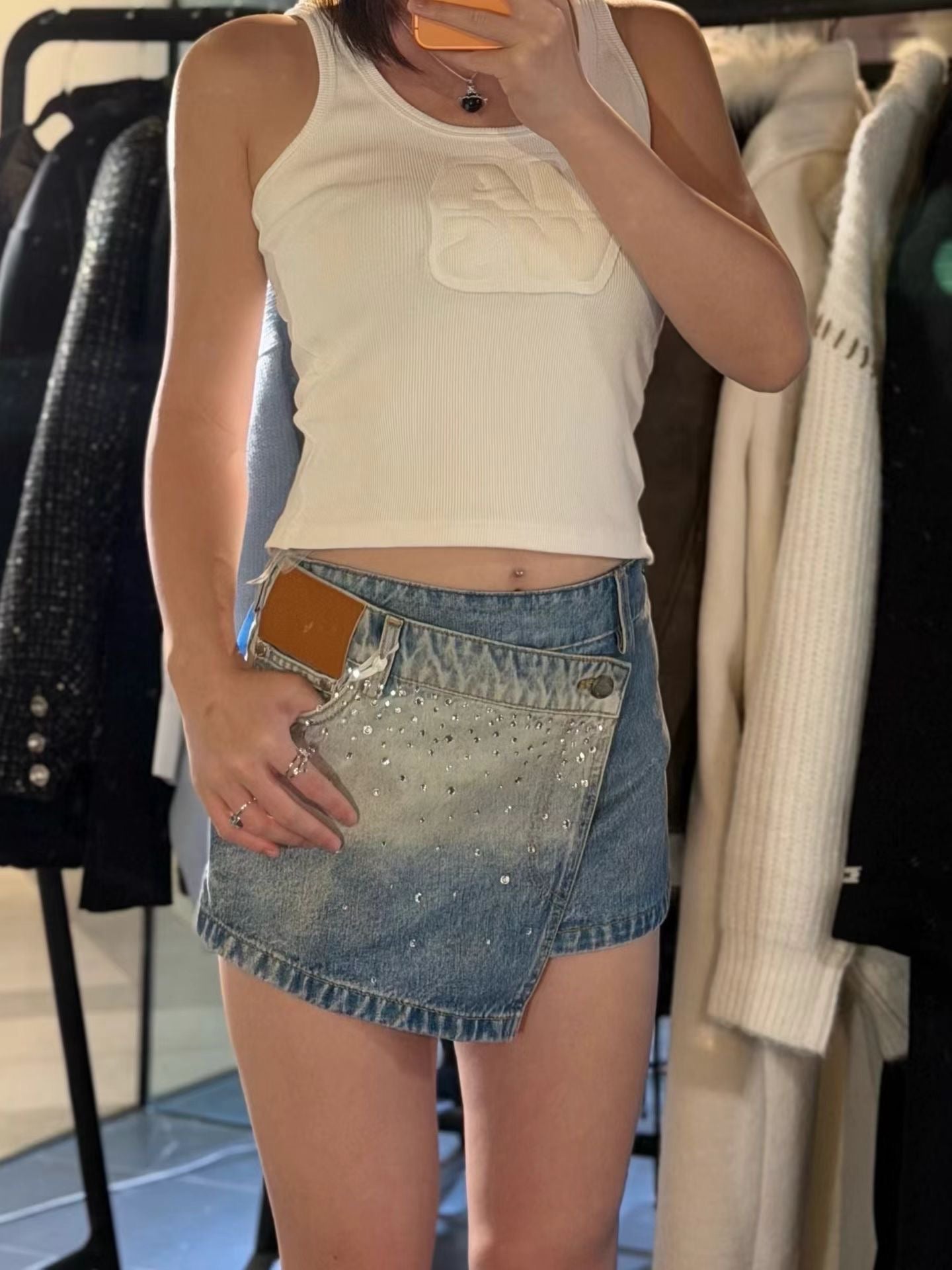NAWS 5-CARAT ORIGAMI DENIM SKIRT