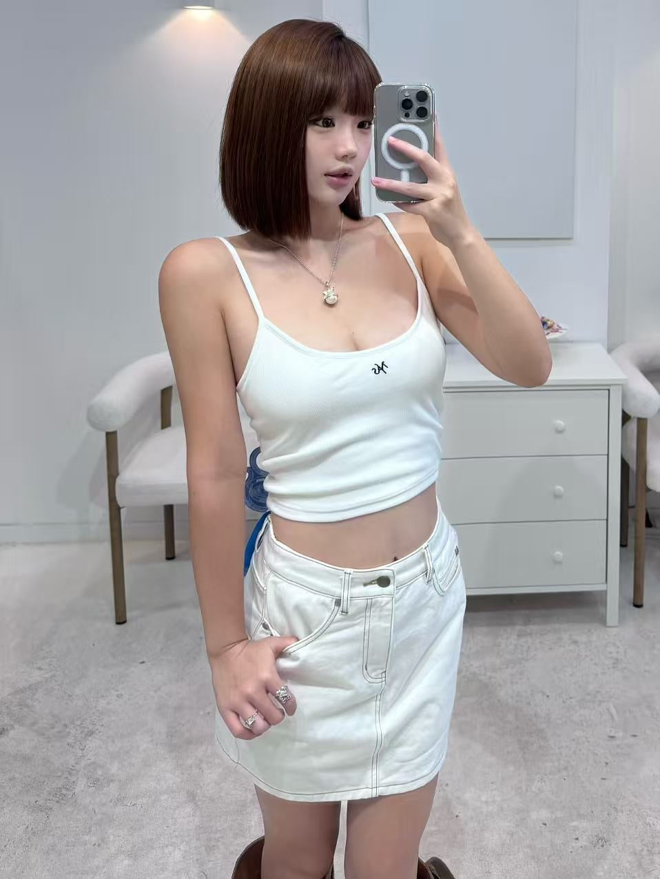 NAWS SELVEDGE ORIGINAL DENIM SKIRT WHITE