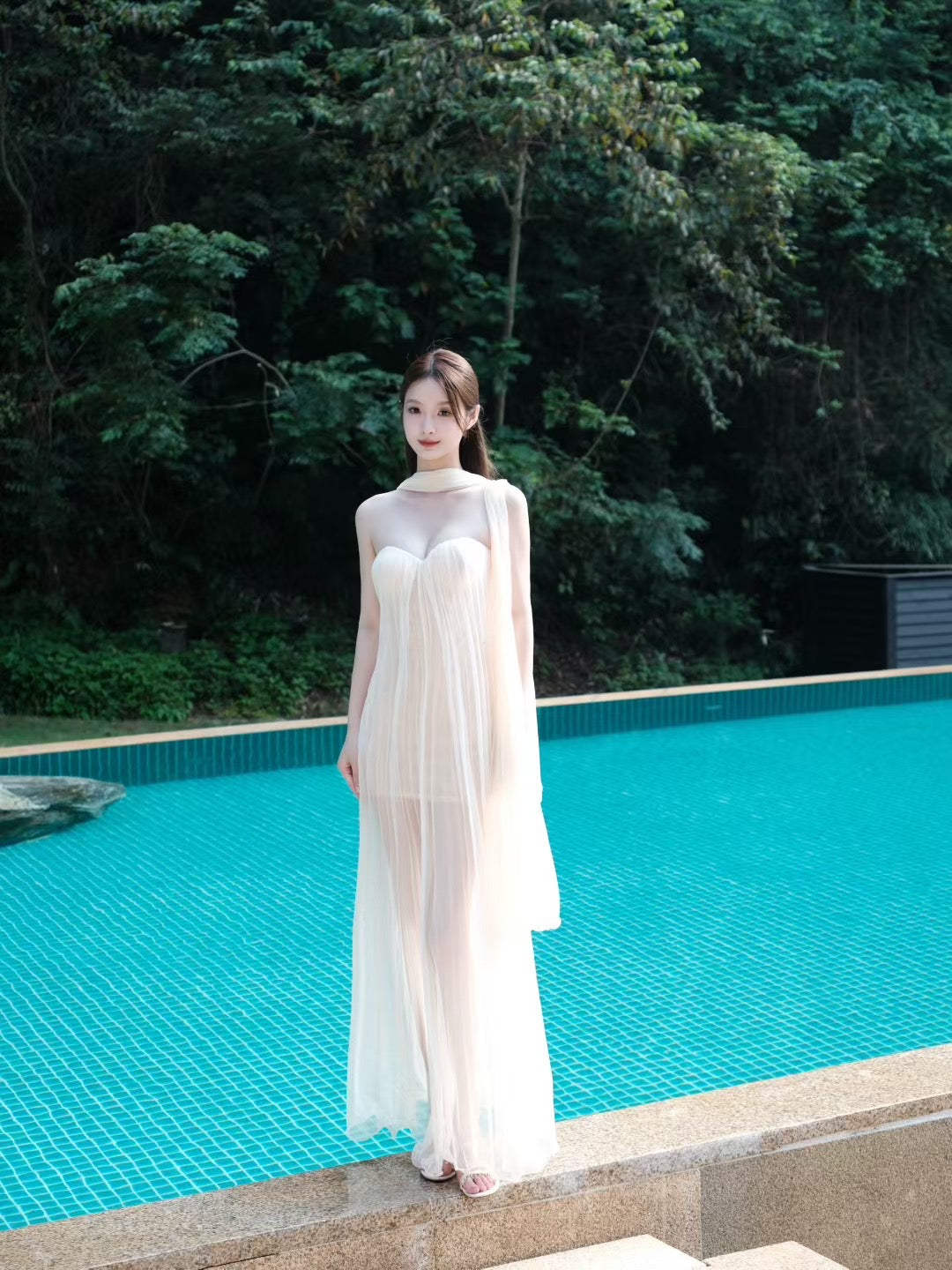 Sheer Luck Thea Strapless Mesh Backless Dress