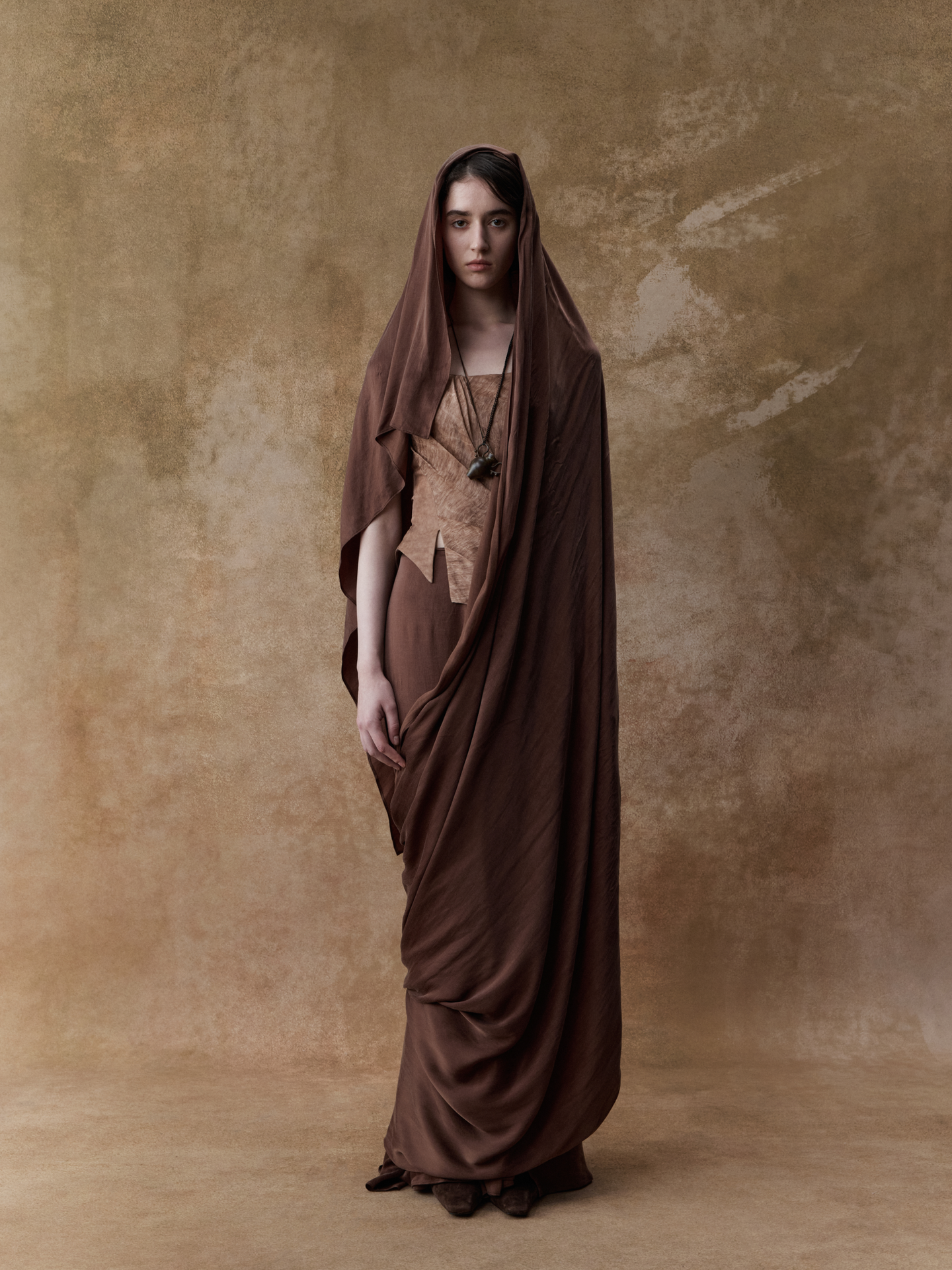 ELYWOOD DARK BROWN WRAP LONG ROBE