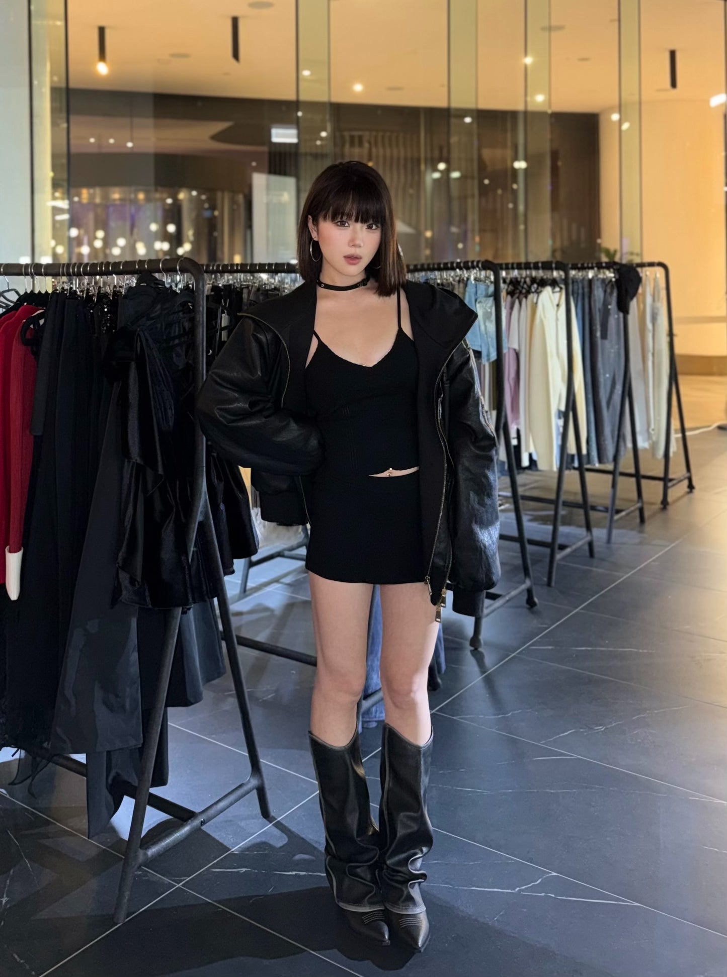 Loose Leather foldover boots