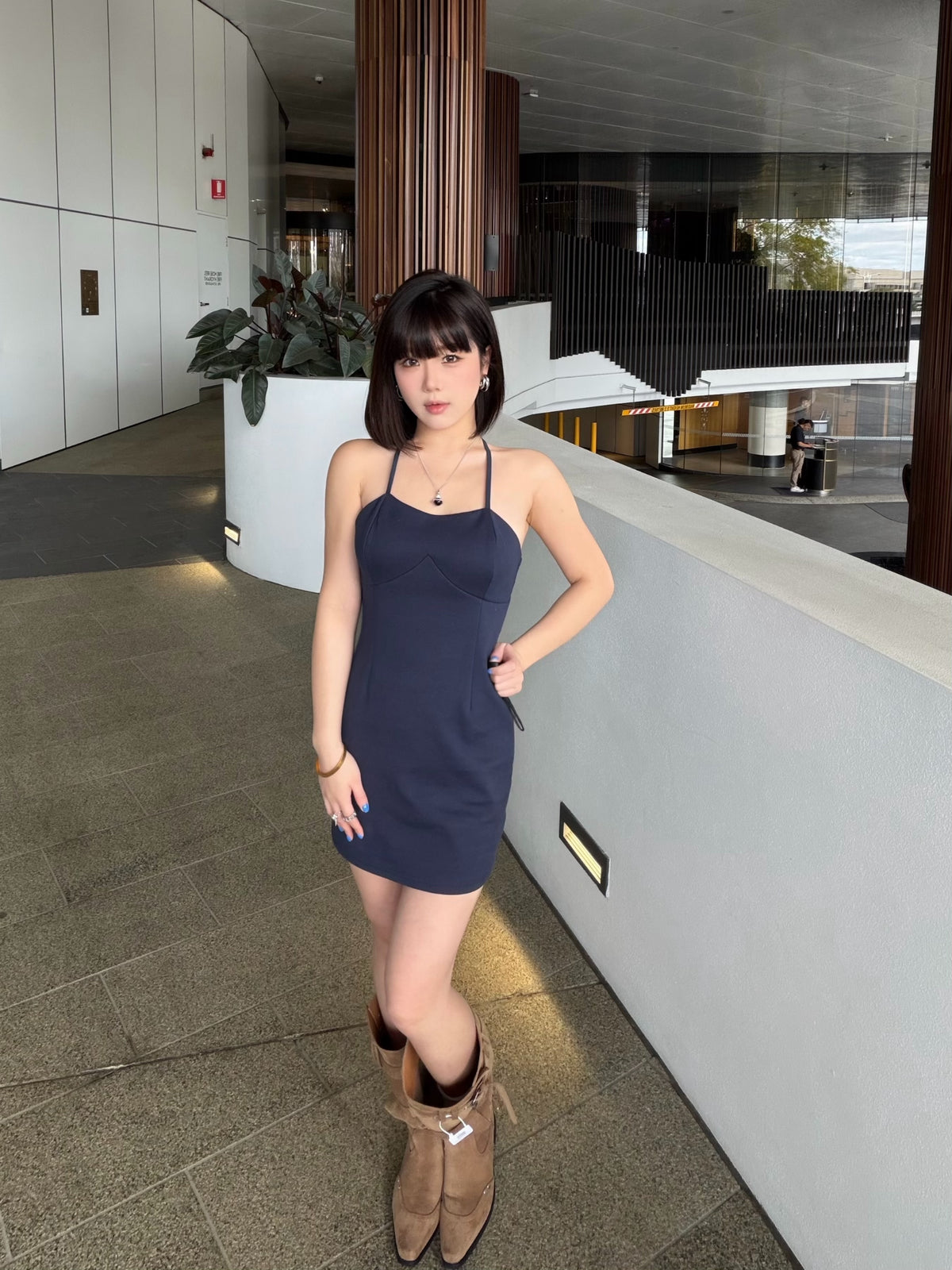 YJ1 CROSS-BACK DRESS IN BLUE