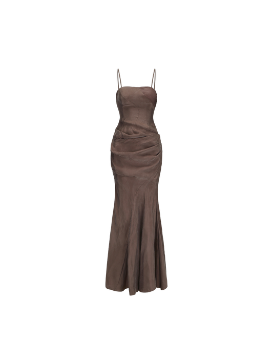 ELYWOOD GRAY-PURPLE DRAPED CORSET DRESS