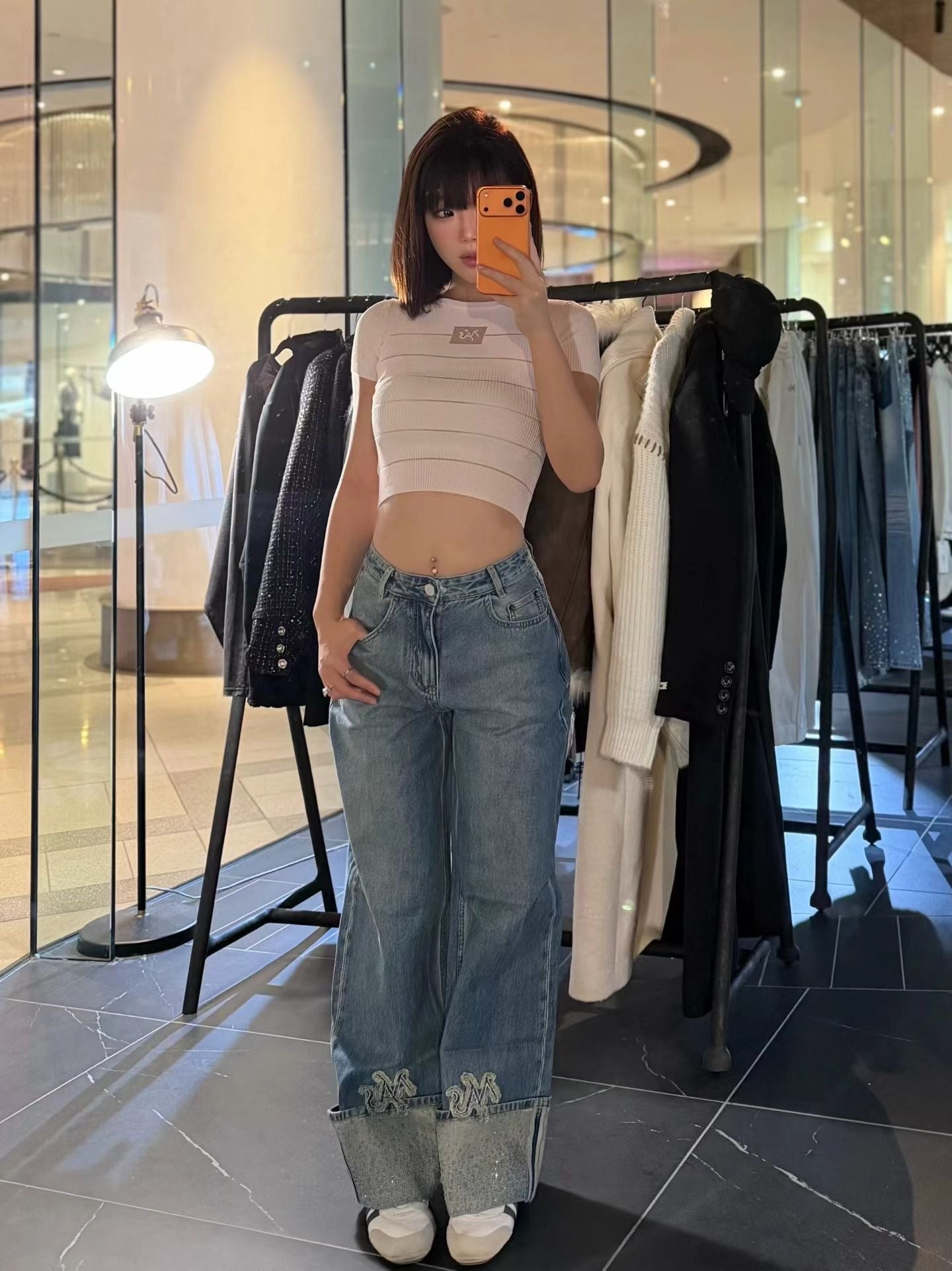 NAWS 9-CARAT DENIM STRAIGHT-LEG PANTS LIGHT BLUE