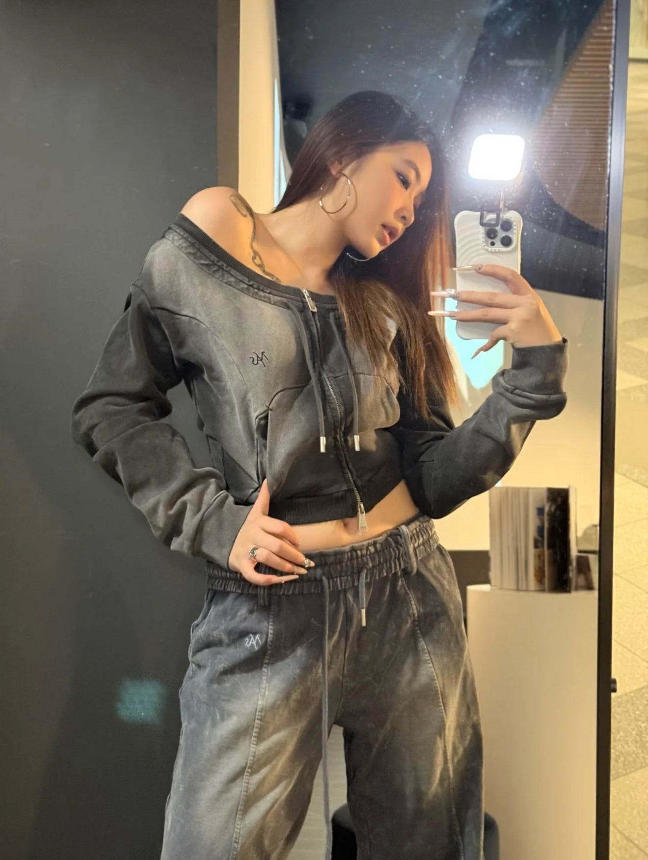 NAWS INK OFF-SHOULDER HOODIE