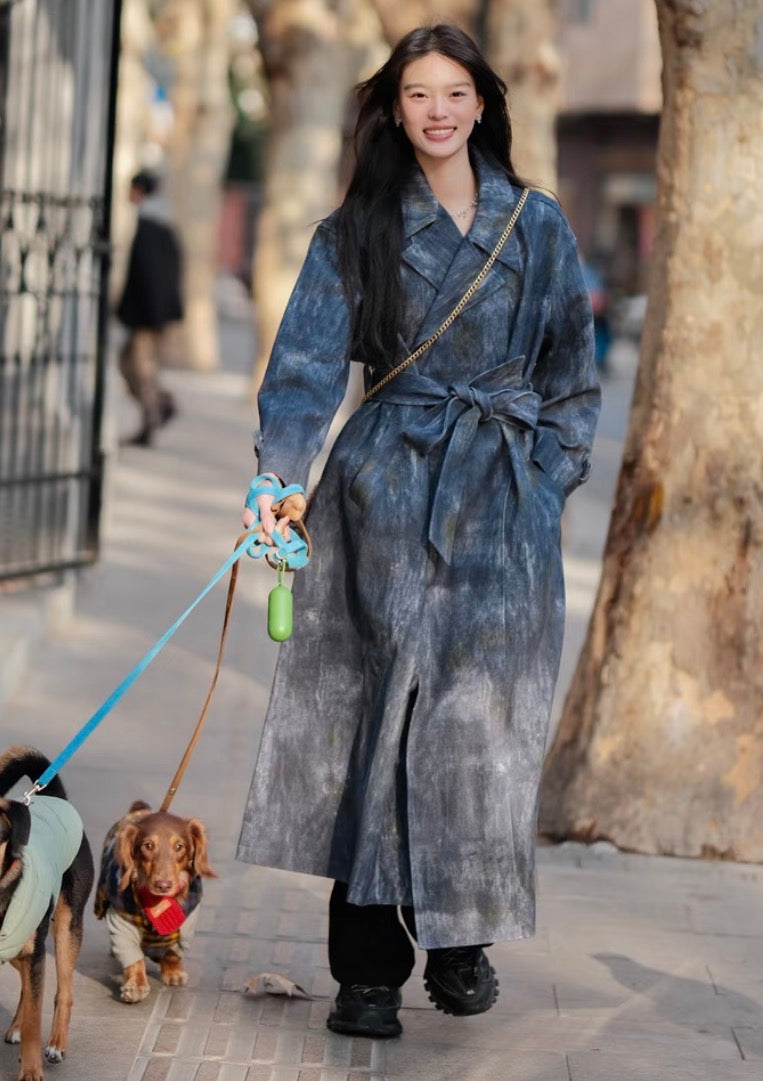 YJ1 BLUE DENIM ACID-WASH COAT