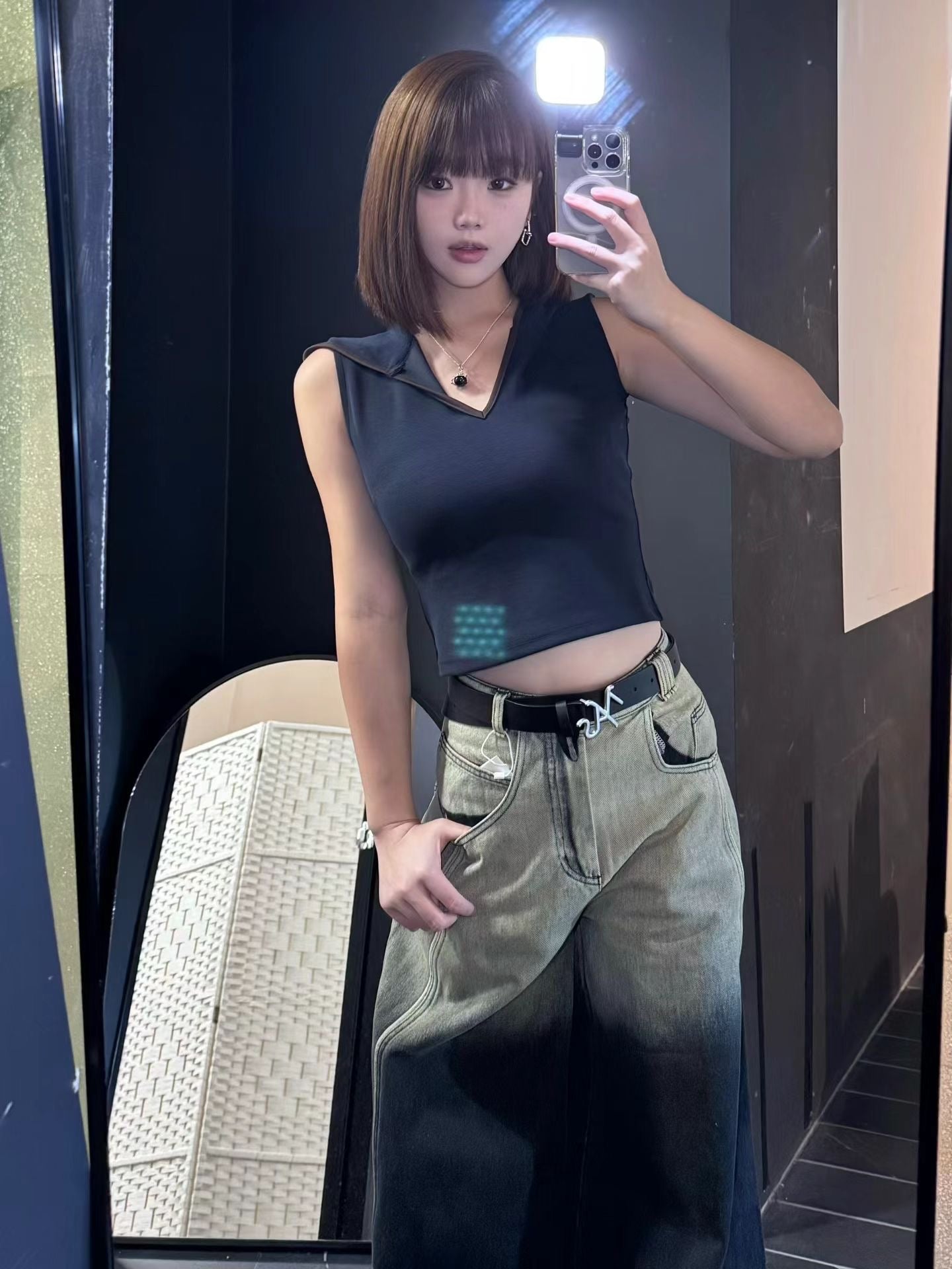 YJ1 GRADIENT WIDE-LEG JEANS
