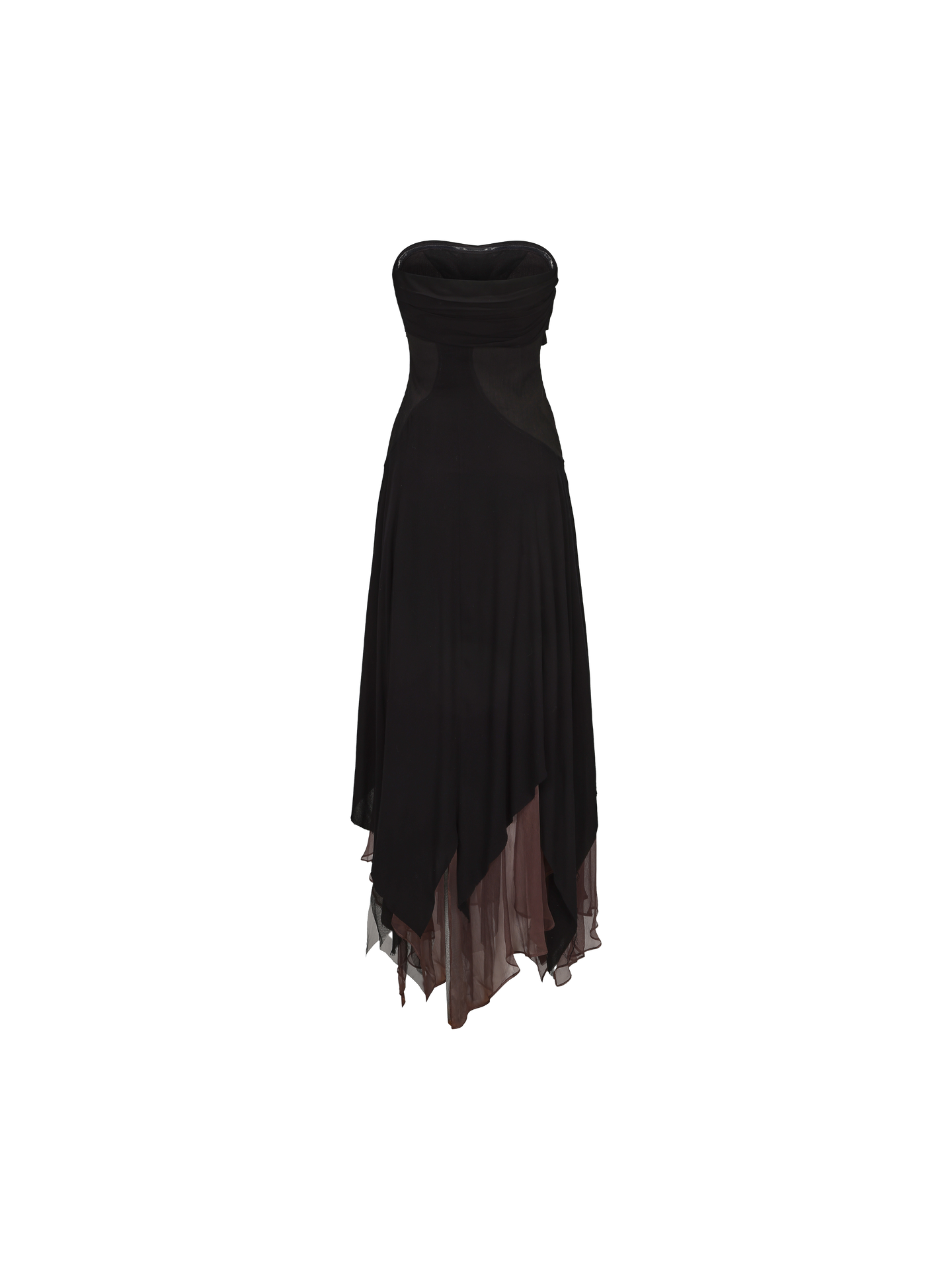 ELYWOOD BLACK CONTRASTING LAYERED TUBE DRESS