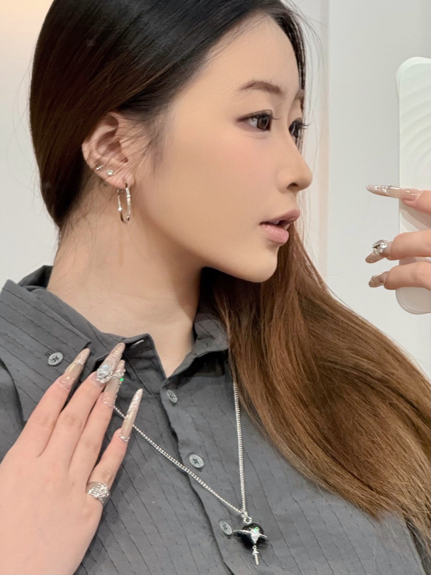 Yj1 CROPPED SHIRT IN GRAY