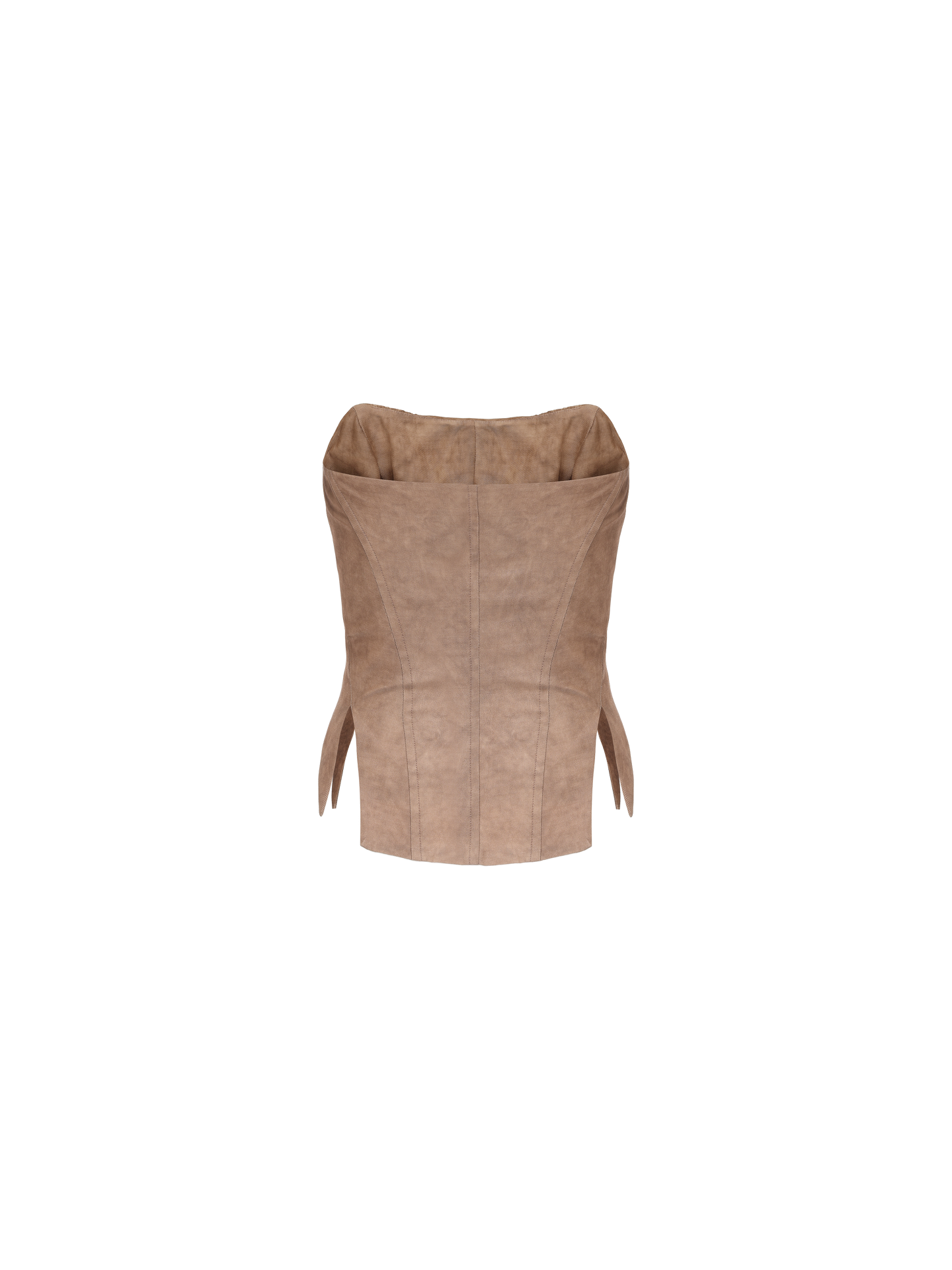 ELYWOOD DIRTY ORANGE PLEATED SLIT BONED TUBE TOP