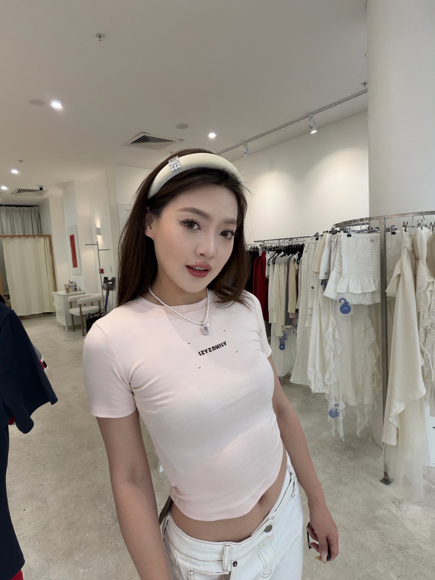 YJ1 LETTERS PRINT BABY TEE IN PINK