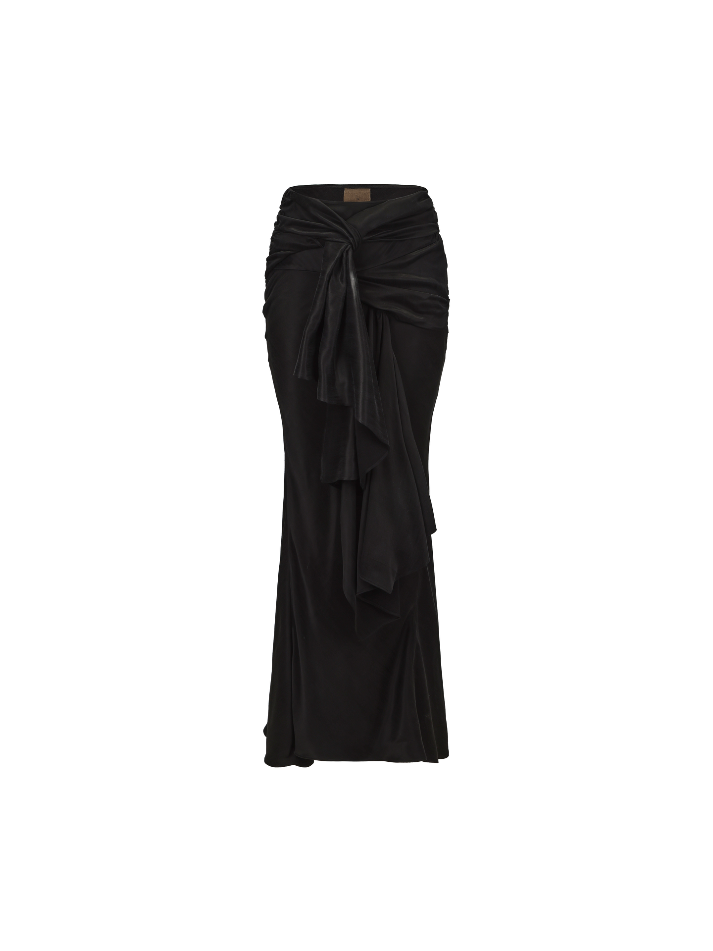 ELYWOOD BLACK DRAPED TIE-UP MERMAID SKIRT