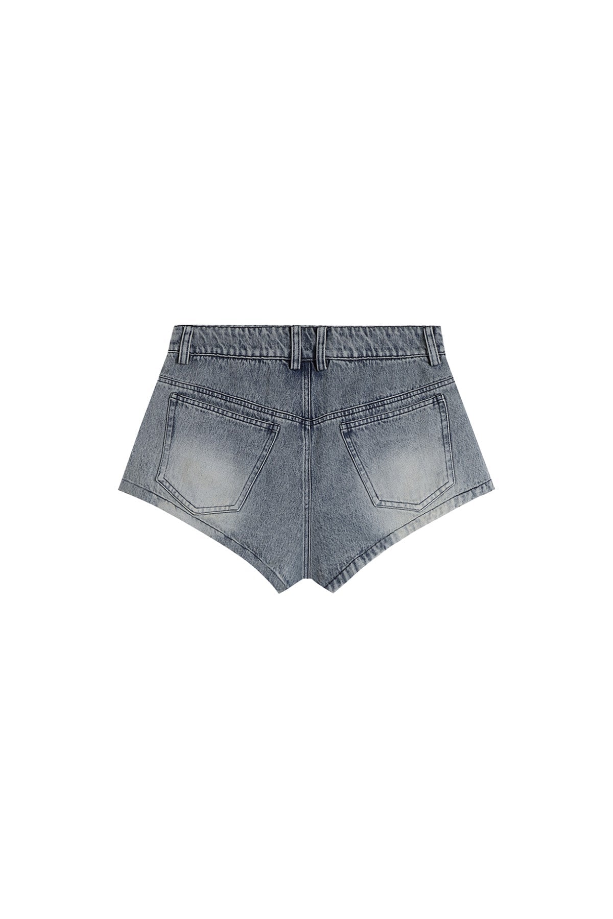 YJ1 WASHED ULTRA MINI DENIM SHORTS IN BLUE