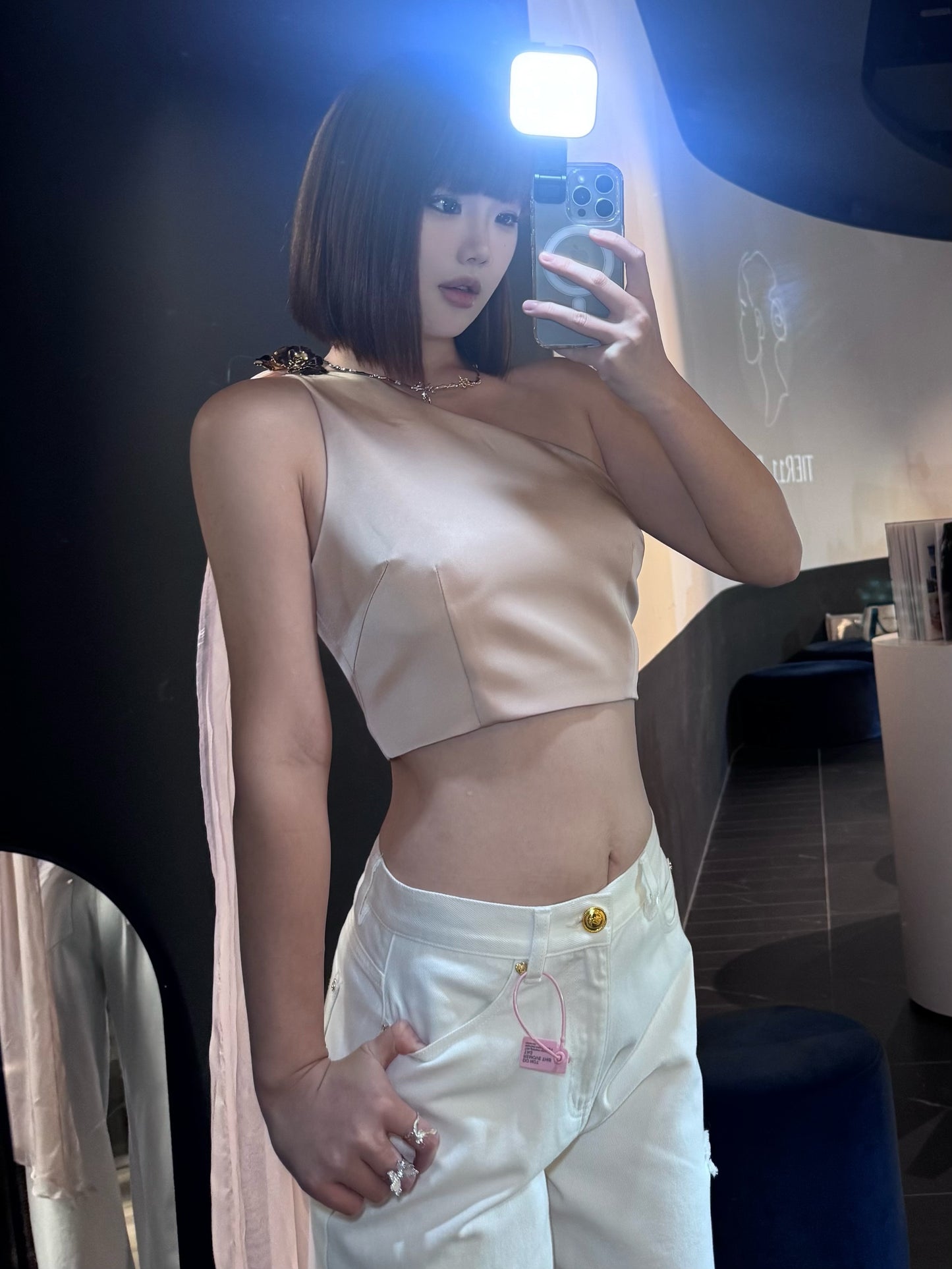 Artel Retro champagne pink satin top