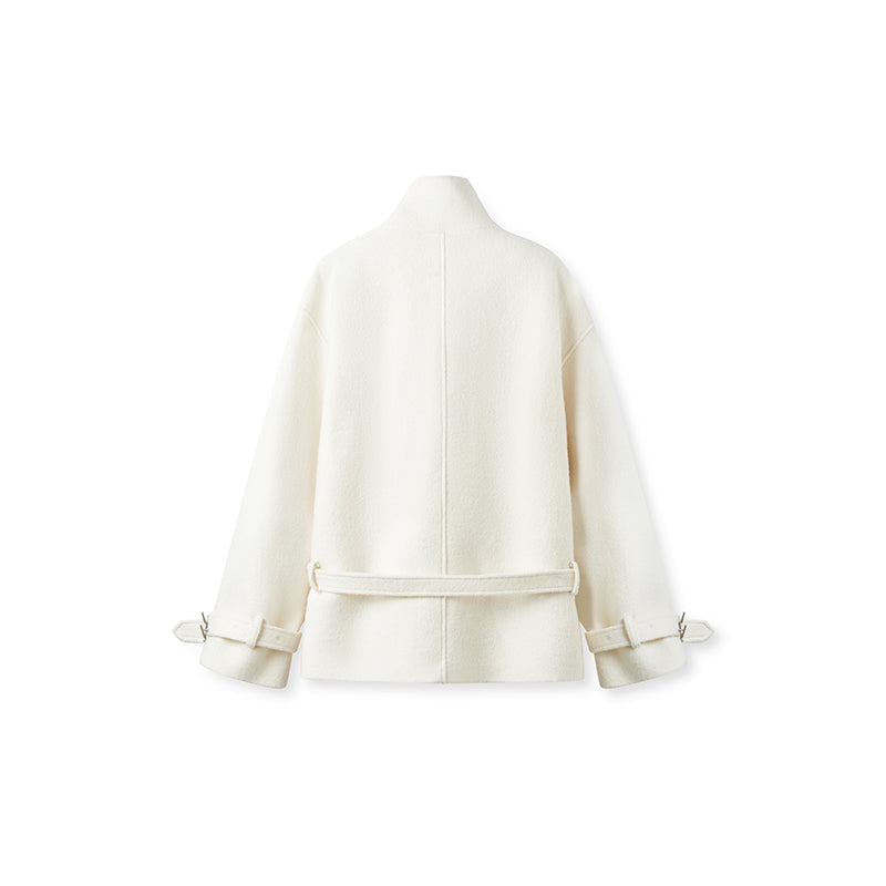 NAWS FROST WHITE LAYERED COLLAR WOOLEN JACKET