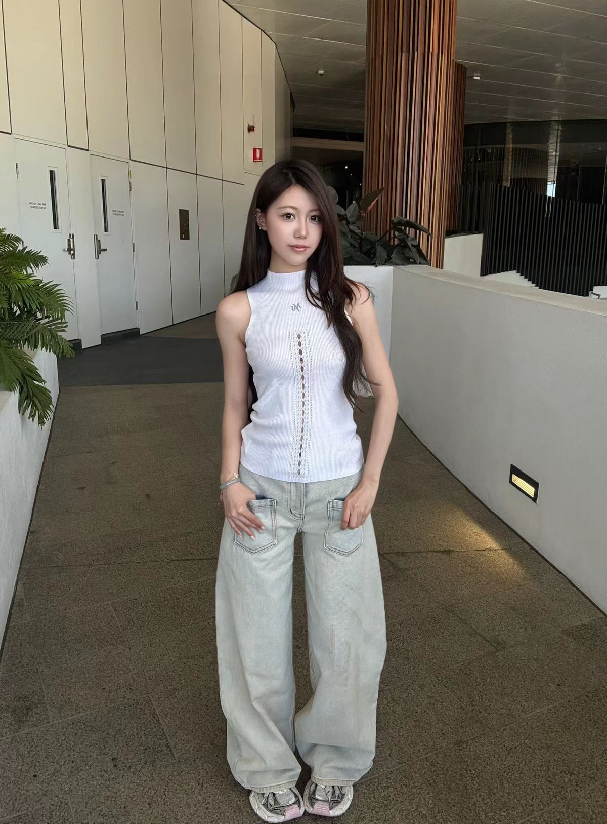 NAWS CLOUD WHITE BALLET KNIT TANK TOP