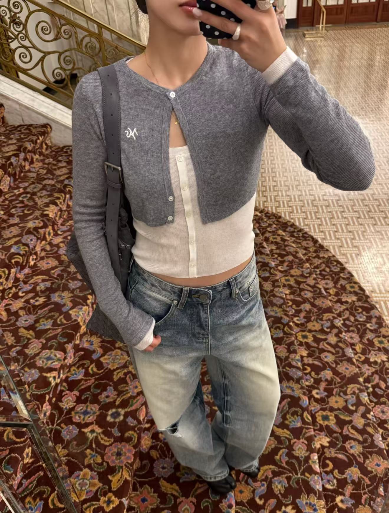 NAWS WHITE TEA GRAY CHAMPS KNIT SWEATER