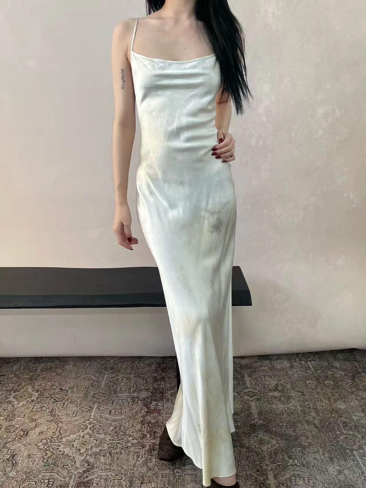 ELYWOOD PLANT DYED HALTER BACKLESS DRESS