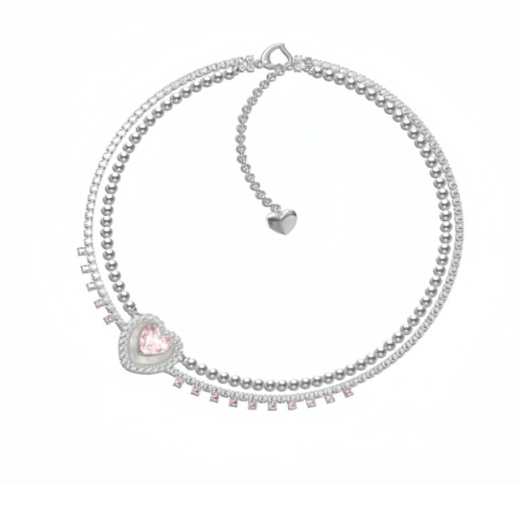 Poem pink girl necklace