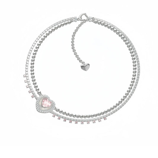 Poem pink girl necklace