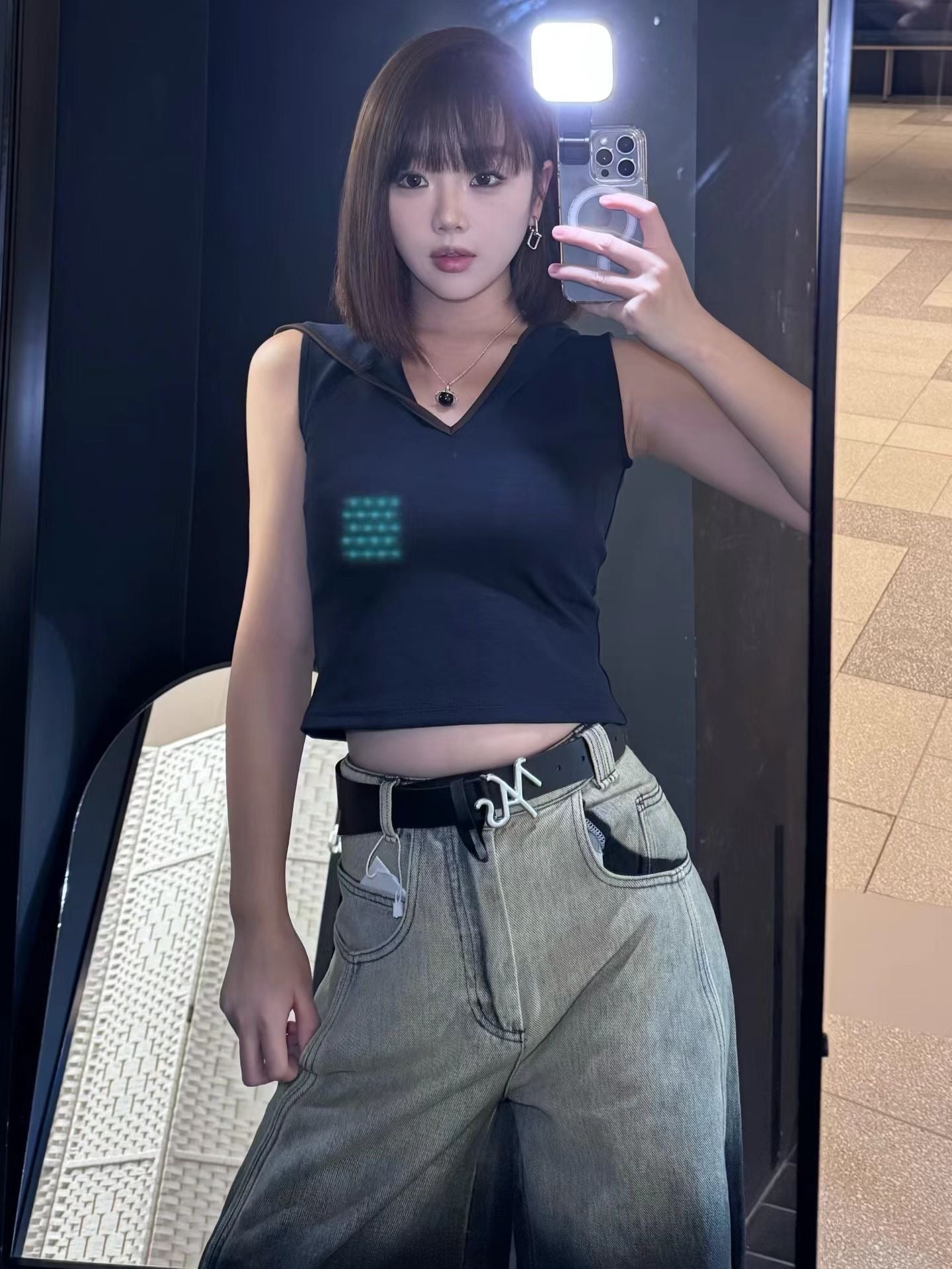 YJ1 GRADIENT WIDE-LEG JEANS