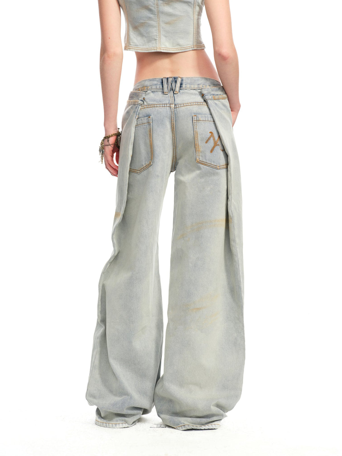 NAWS WHITE CERAMIC DENIM SACK JEANS