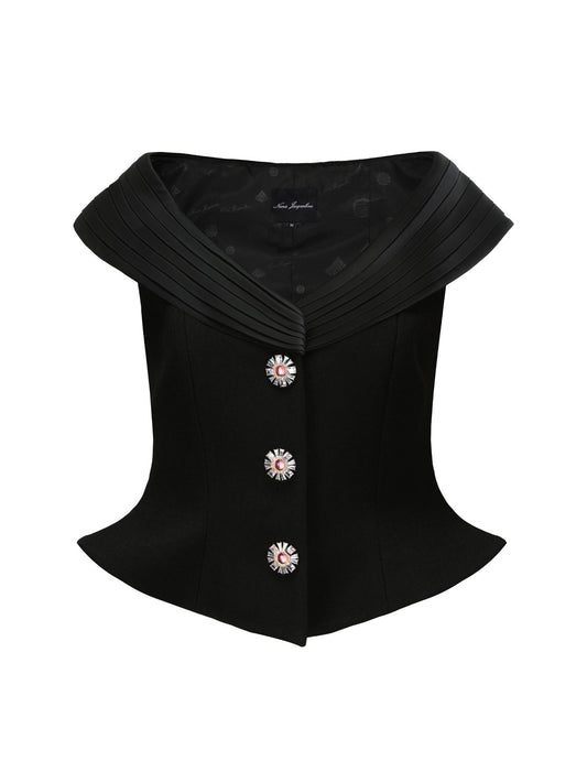 Nana Jacqueline Belle Satin Top (Black)