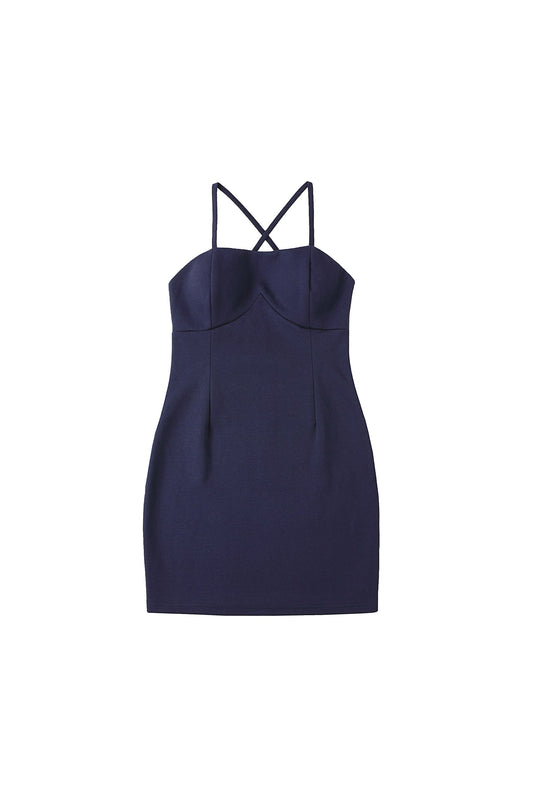 YJ1 CROSS-BACK DRESS IN BLUE