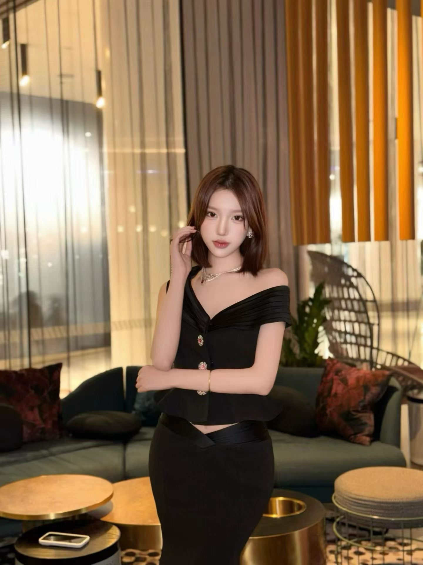 Nana Jacqueline Belle Satin Skirt (Black)