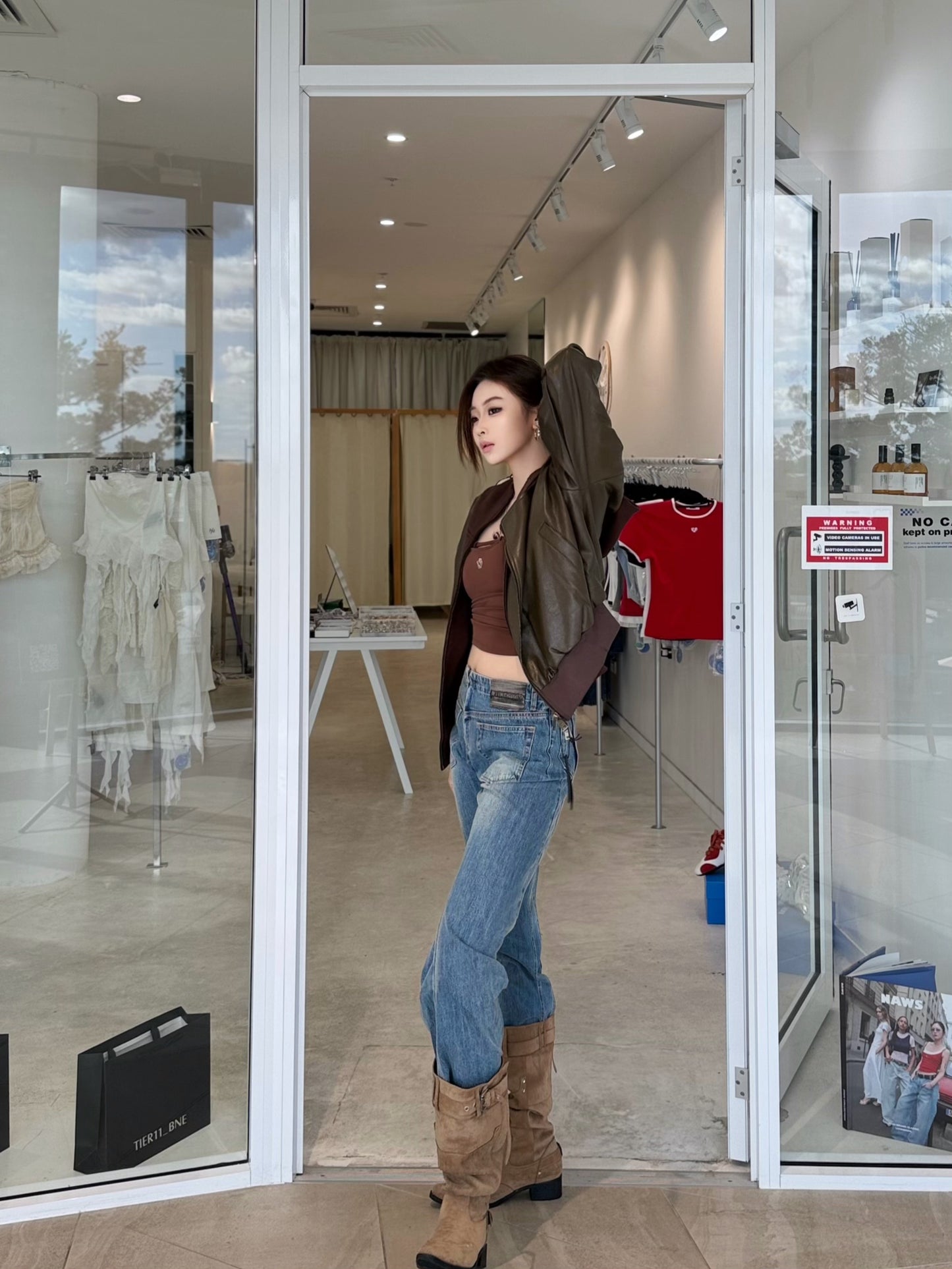 YJ1 WASHED DECONSTRUCTED WIDE-LEG JEANS