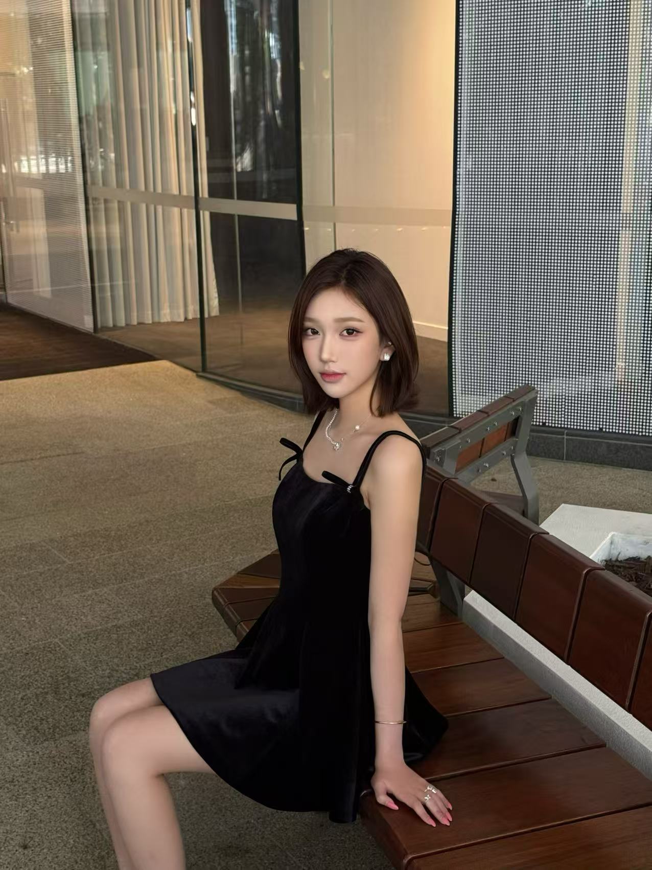 Nana Jacqueline Chantal Bow Velvet Mini Dress