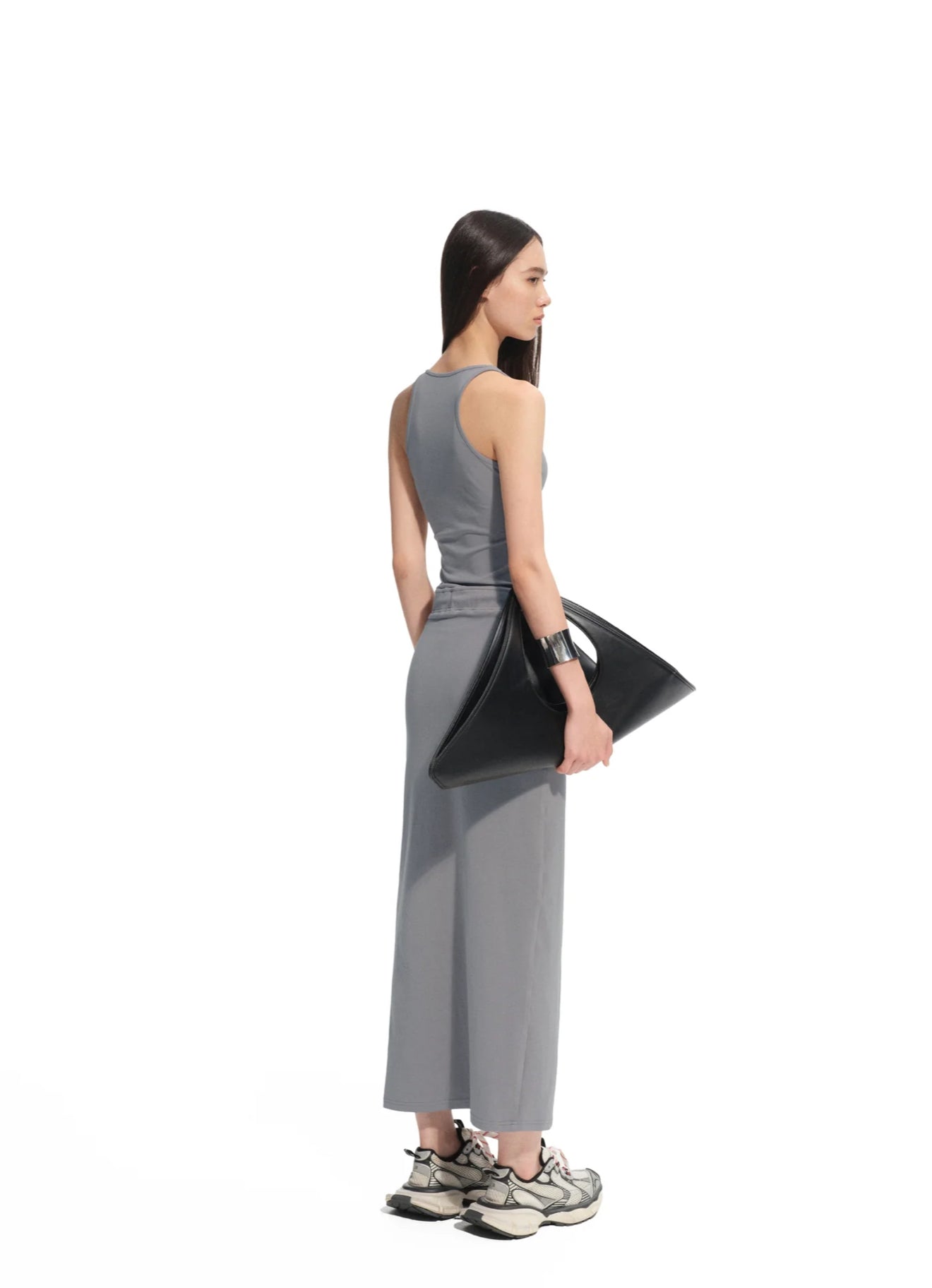NAWS SEAGULL GRAY OBSIDIAN STRAPLESS DRESS