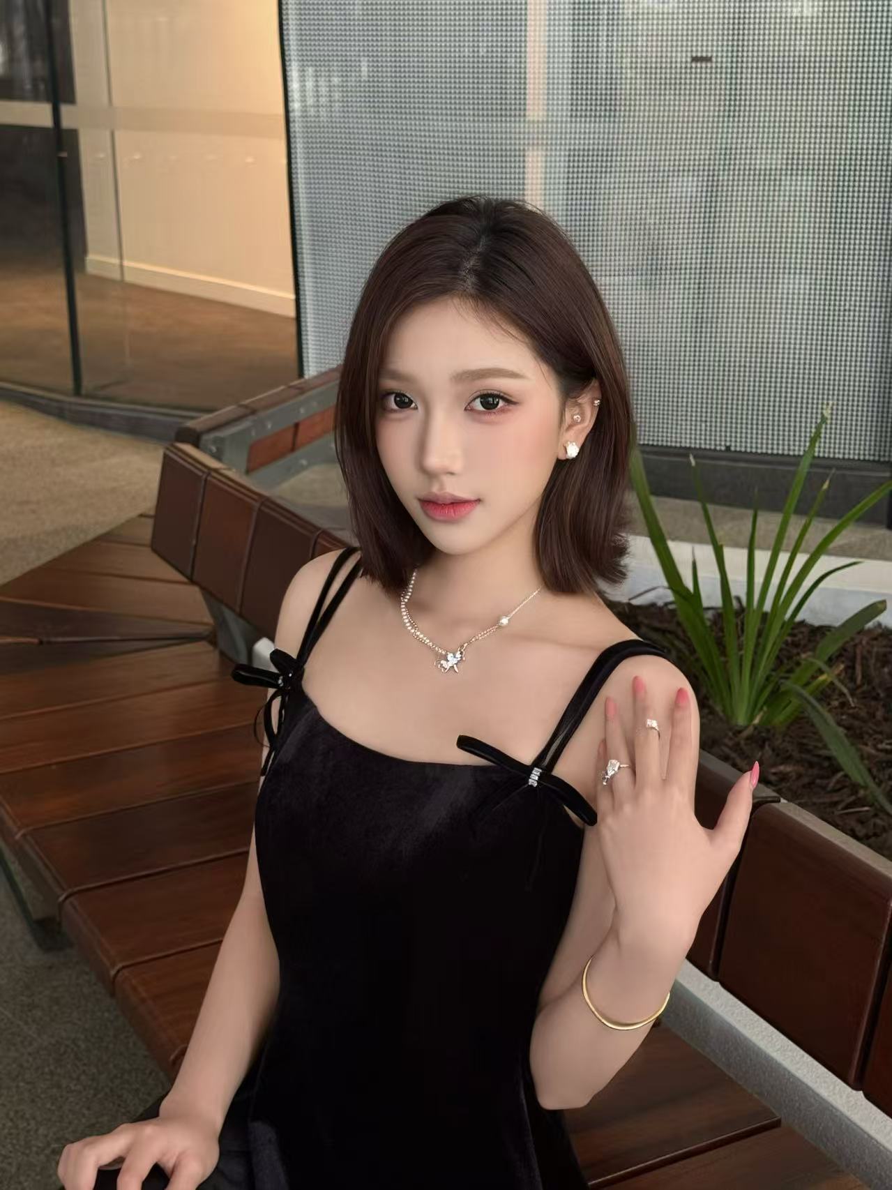 Nana Jacqueline Chantal Bow Velvet Mini Dress